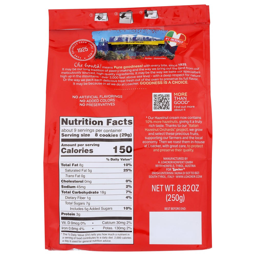 Loacker Wafer Qudrtni Hzlnt 250g - 9 Ounce, Case of 6