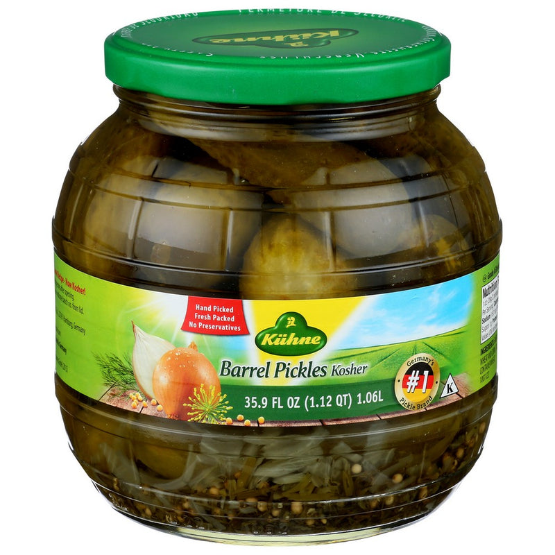 Kuhne , Kuhne Kosher Barrel Pickles, 34.2 Oz.,  Case of 6