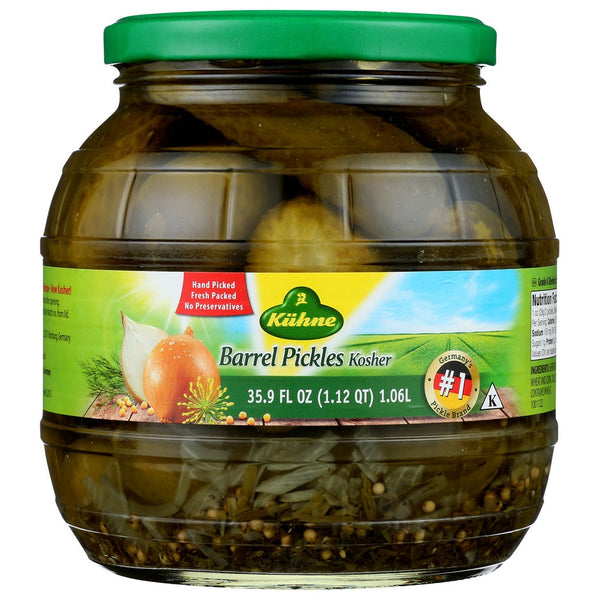 Kuhne , Kuhne Kosher Barrel Pickles, 34.2 Oz.,  Case of 6