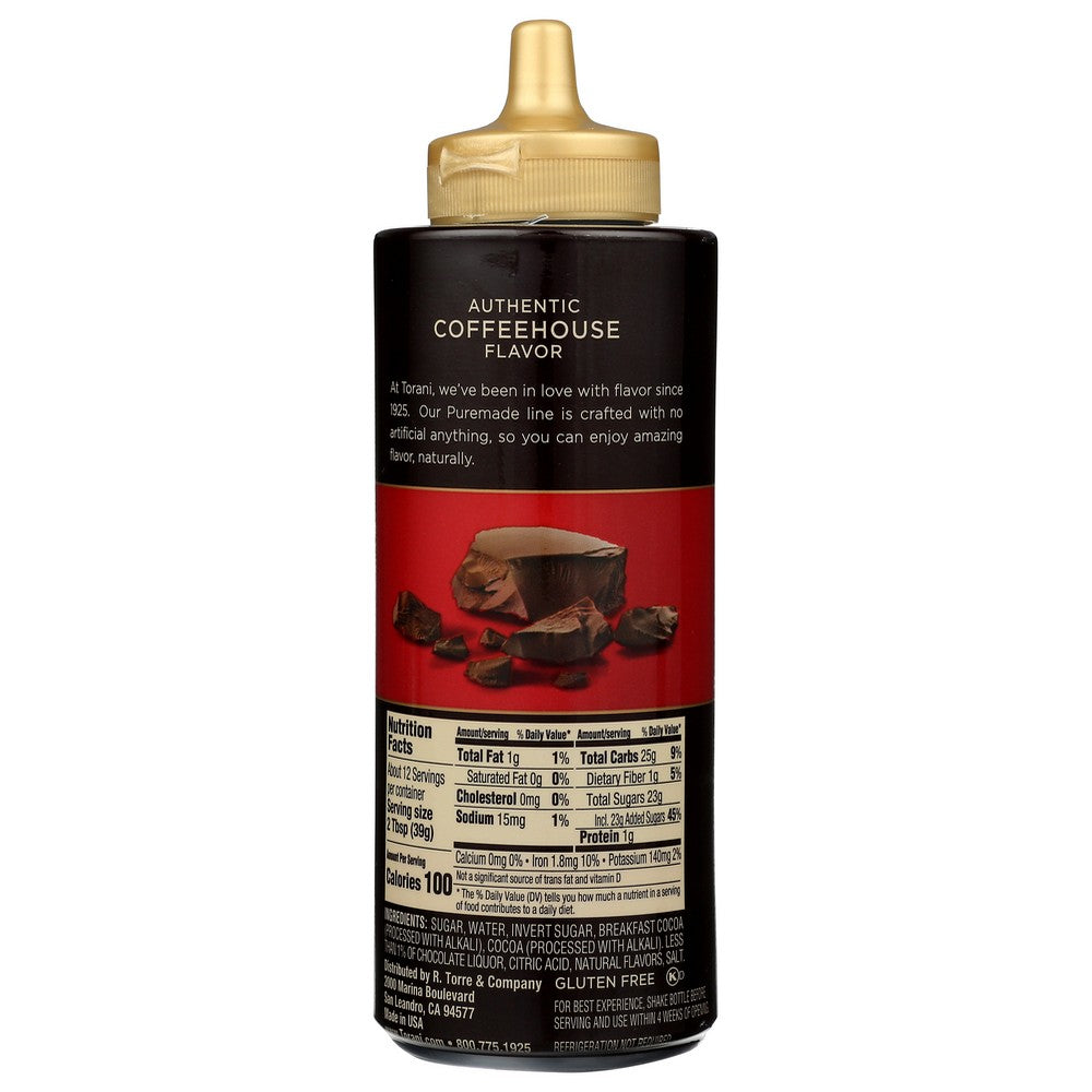 Torani Puremade Dark Chocolate Sauce - 17 Ounce, Case of 4