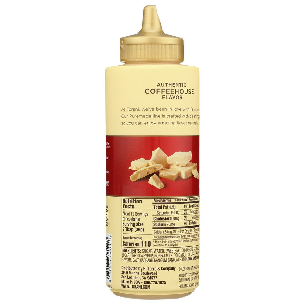 Torani Puremade White Chocolate Sauce - 17 Ounce, Case of 4