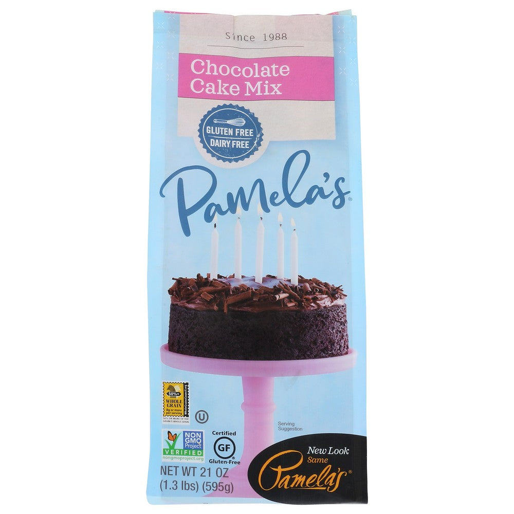 Pamelas Mix Cake Lucious Chocolate Wf - 21 Ounce, Case of 6