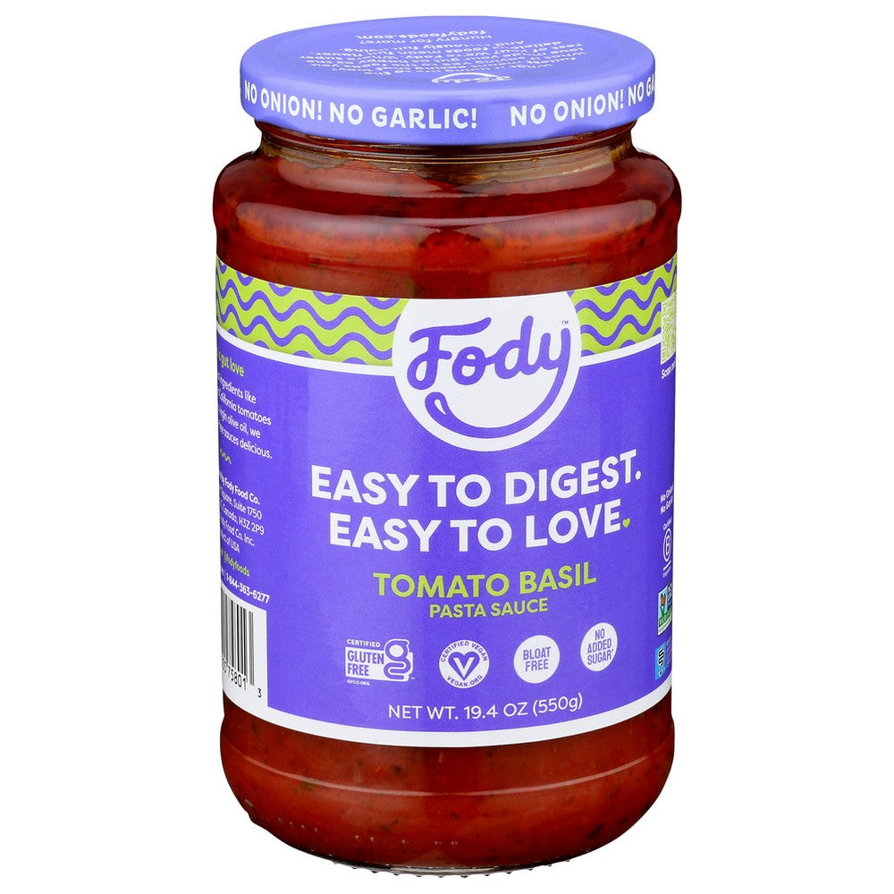 Fody Food Co Sauce Pasta Tomato Basil - 19 Ounce, Case of 6