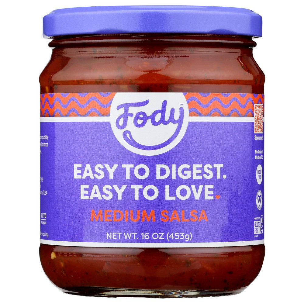 Fody Food Co Salsa Med Low Fodmap - 16 Ounce, Case of 6