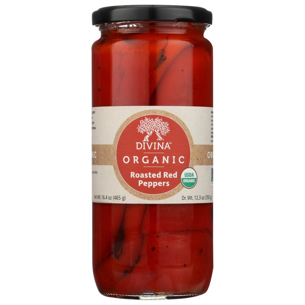 Divina Pepper Red Sweet Roasted Organic - 12 Ounce, Case of 6