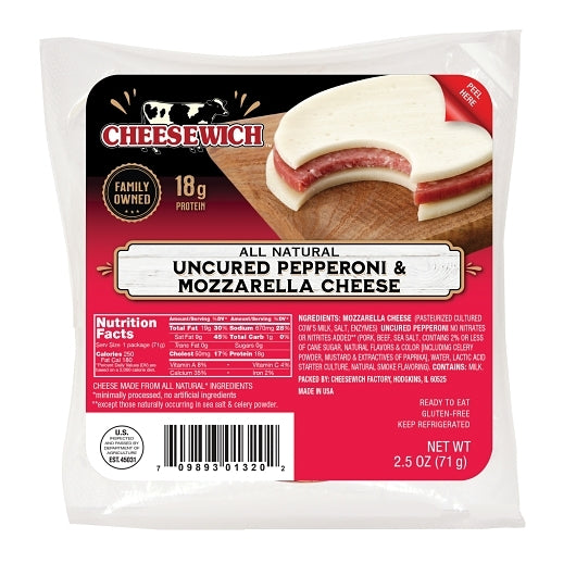 All Natural Slices Of Mozzarella Cheese With Slice Of Pepperoni In The Middle No Nitr 2.5 Ounce Size - 64 Per Case.