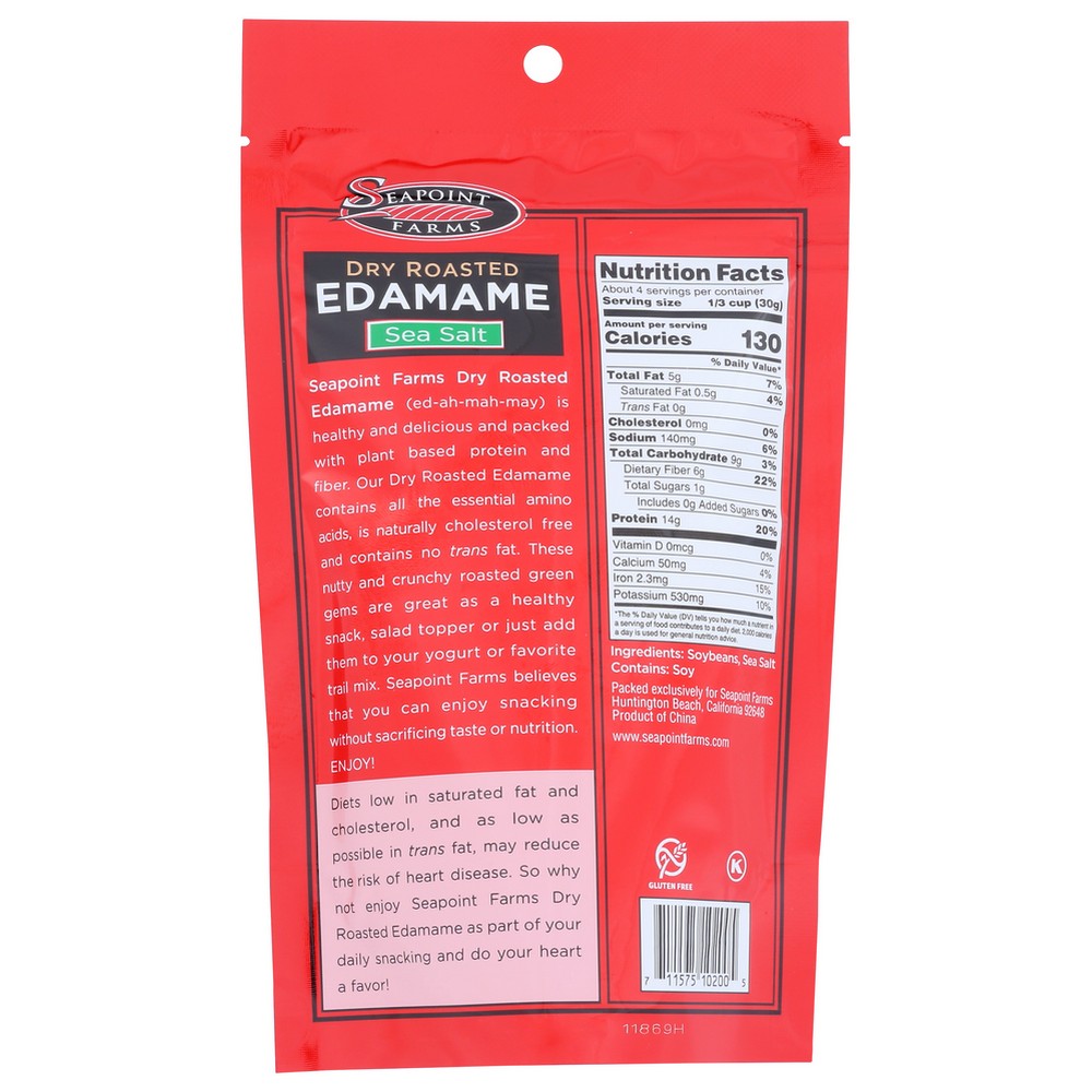 Seapoint Farms Edamame Dry Roasted Lite Salt - 4 Ounce, Case of 12