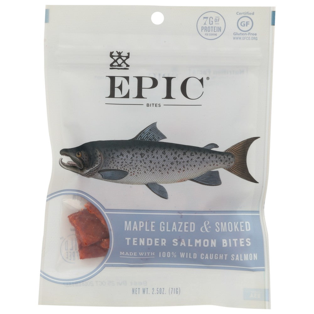 Epic Jerky Slmn Mple Bites - 3 Ounce, Case of 8
