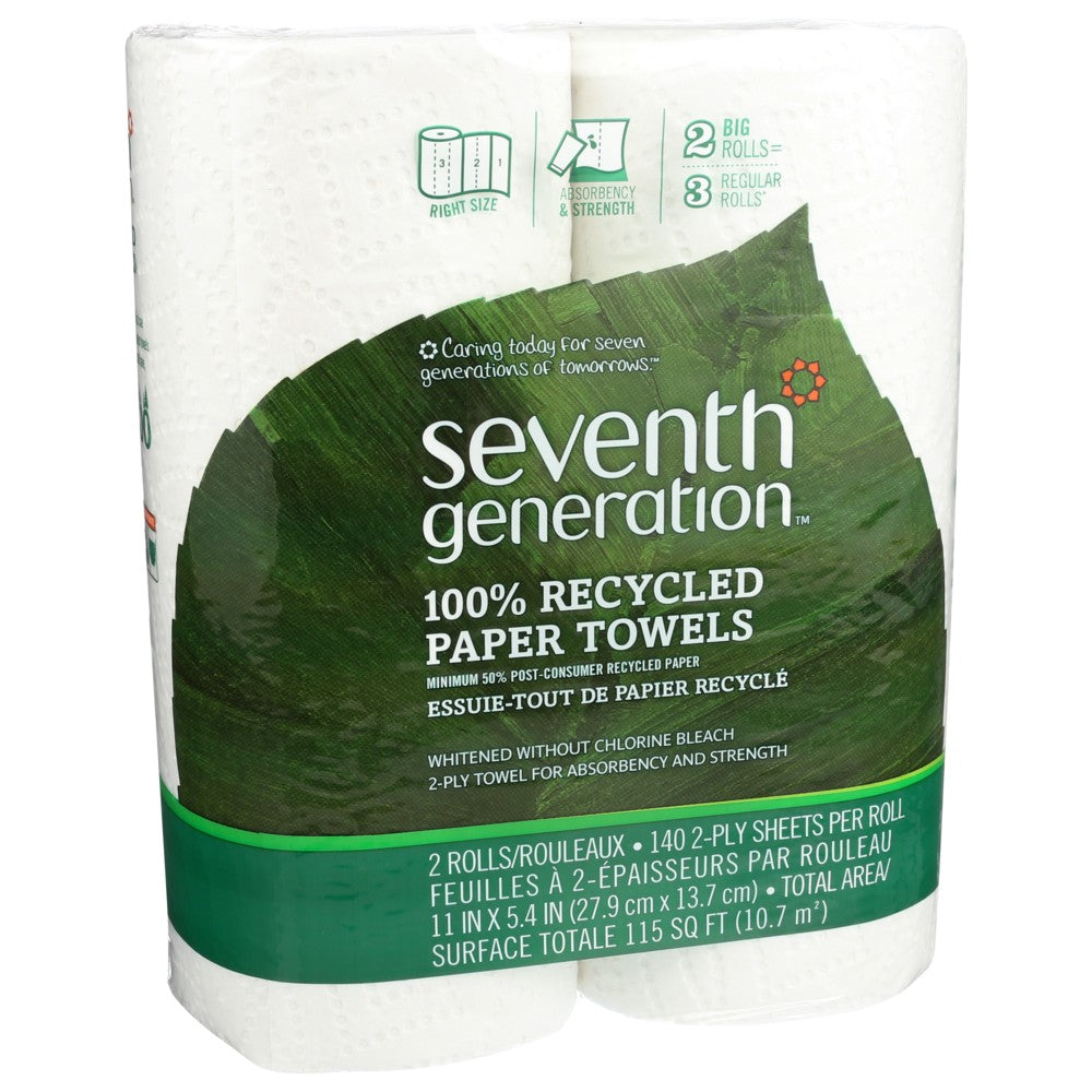 Seventh Generation Paper Towel White 2rl Pck - 1 Each, Case of 12