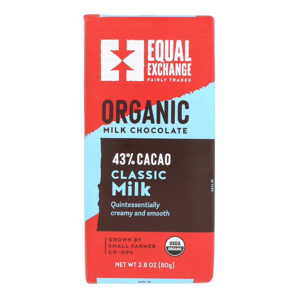 Equal Exchange - Bar Milk Chocolate - Case of 12-2.8 Ounce