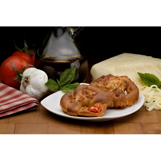 Kim & Scotts Pizza Stuffed Pretzels 6 Ounce Size - 24 Per Case.