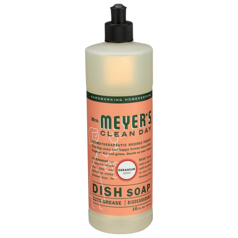 Mrs Meyers Clean Day Soap Dish Liquid Geranium - 16 Ounce, Case of 6