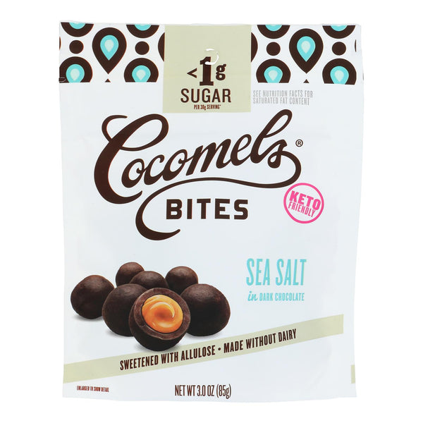 Cocomels - Bites Dark Chocolate Sea Salt Keto - Case of 6-3.00 Ounce