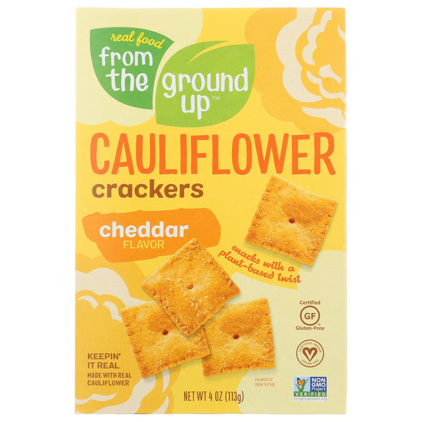 Real Food From The Ground Up® 3005, Cauliflower Cheddar Cauliflower Cracker 4 Ounce,  Case of 6