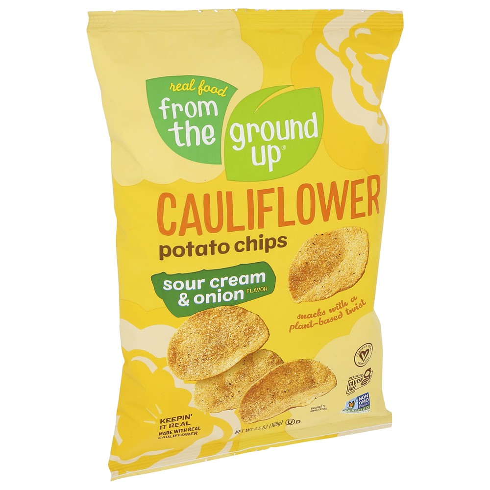 From The Ground Up Cauliflower Chip Sour Cream - 4 Ounce, Case of 12