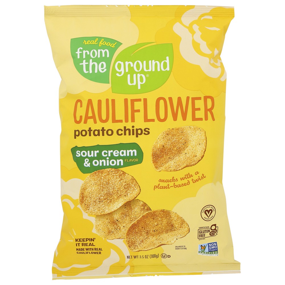 From The Ground Up Cauliflower Chip Sour Cream - 4 Ounce, Case of 12