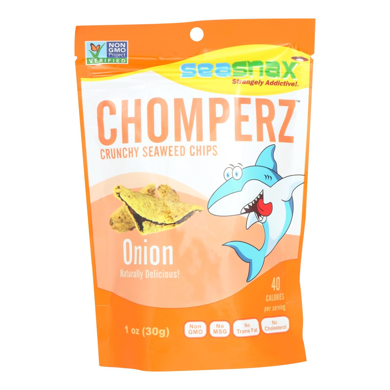 Seasnax Chomperz Onion Crunchy Seaweed Chips  - Case of 8 - 1 Ounce