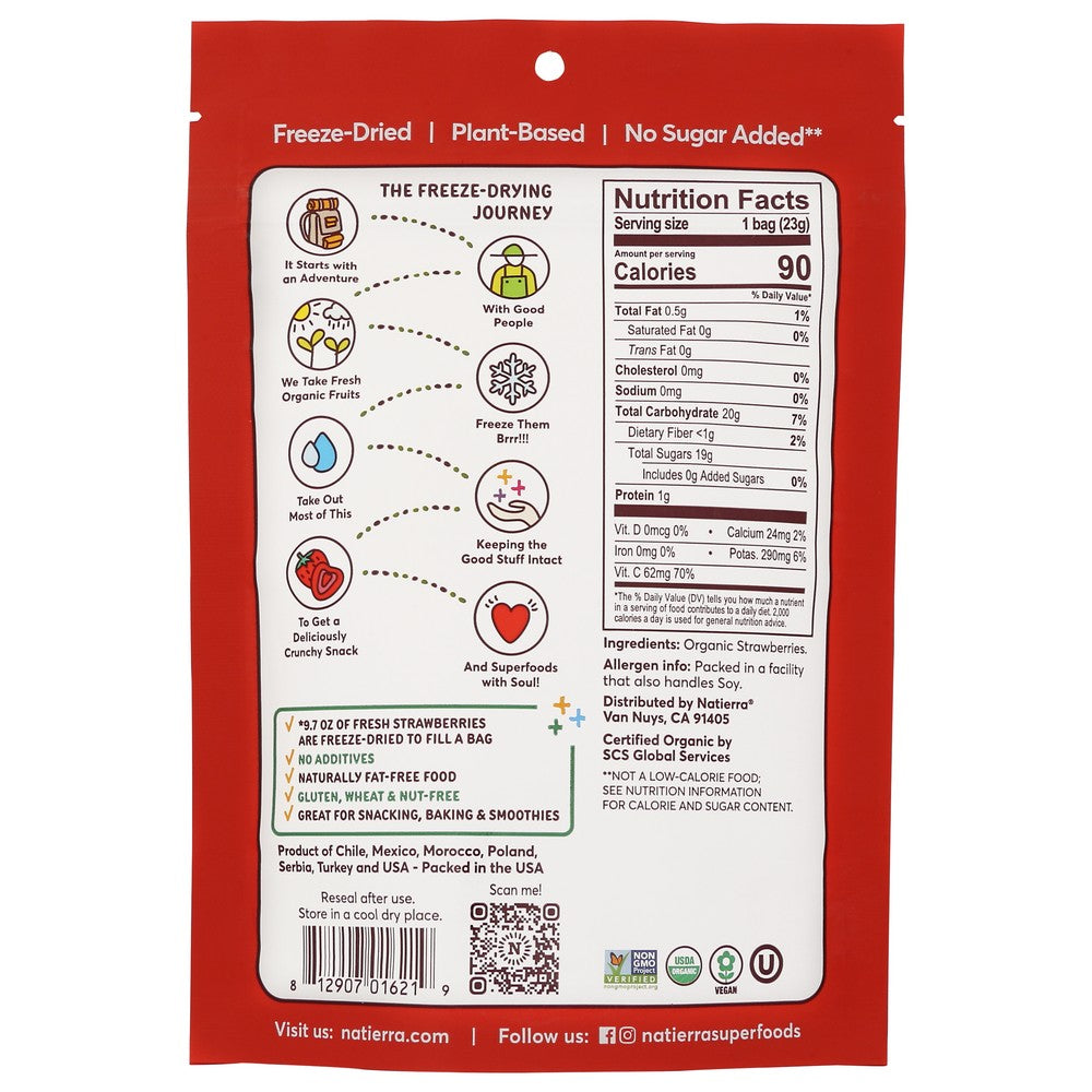 Natierra Strawberries Frz Drd - 1 Ounce, Case of 12