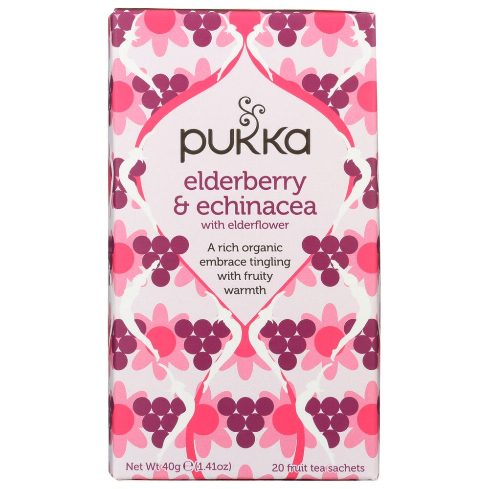 Pukka Herbs Tea Elderbry Echinacea - 20 Bag, Case of 4