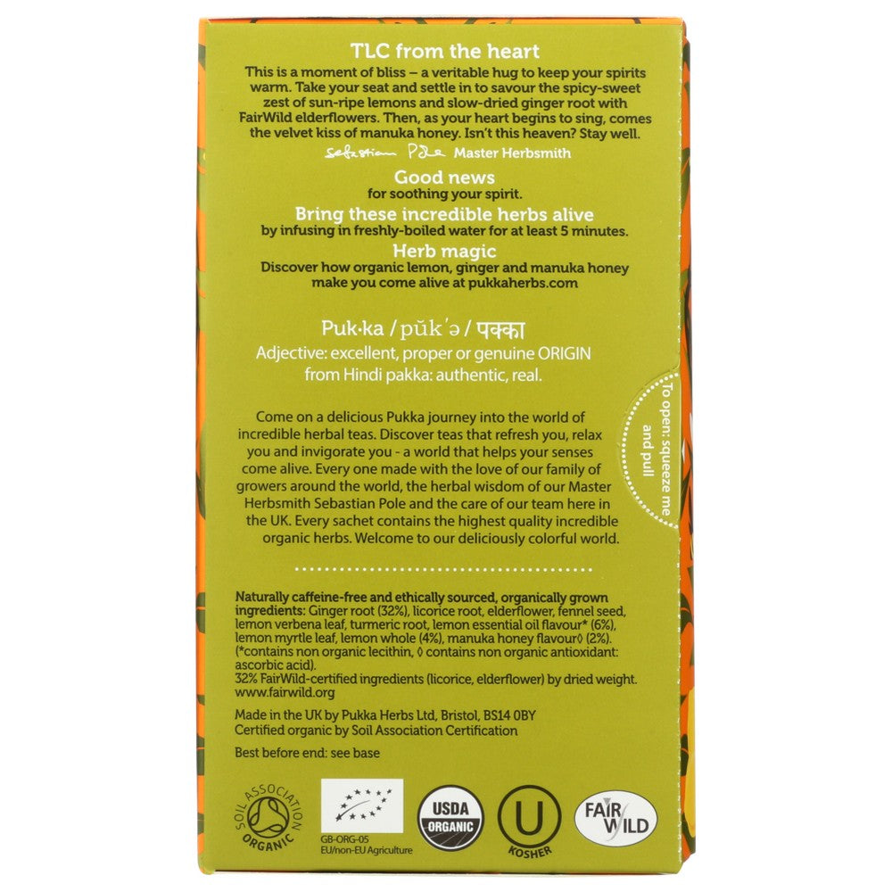Pukka Herbs Tea Herbal Lemon Gngr Hny - 20 Bag, Case of 4