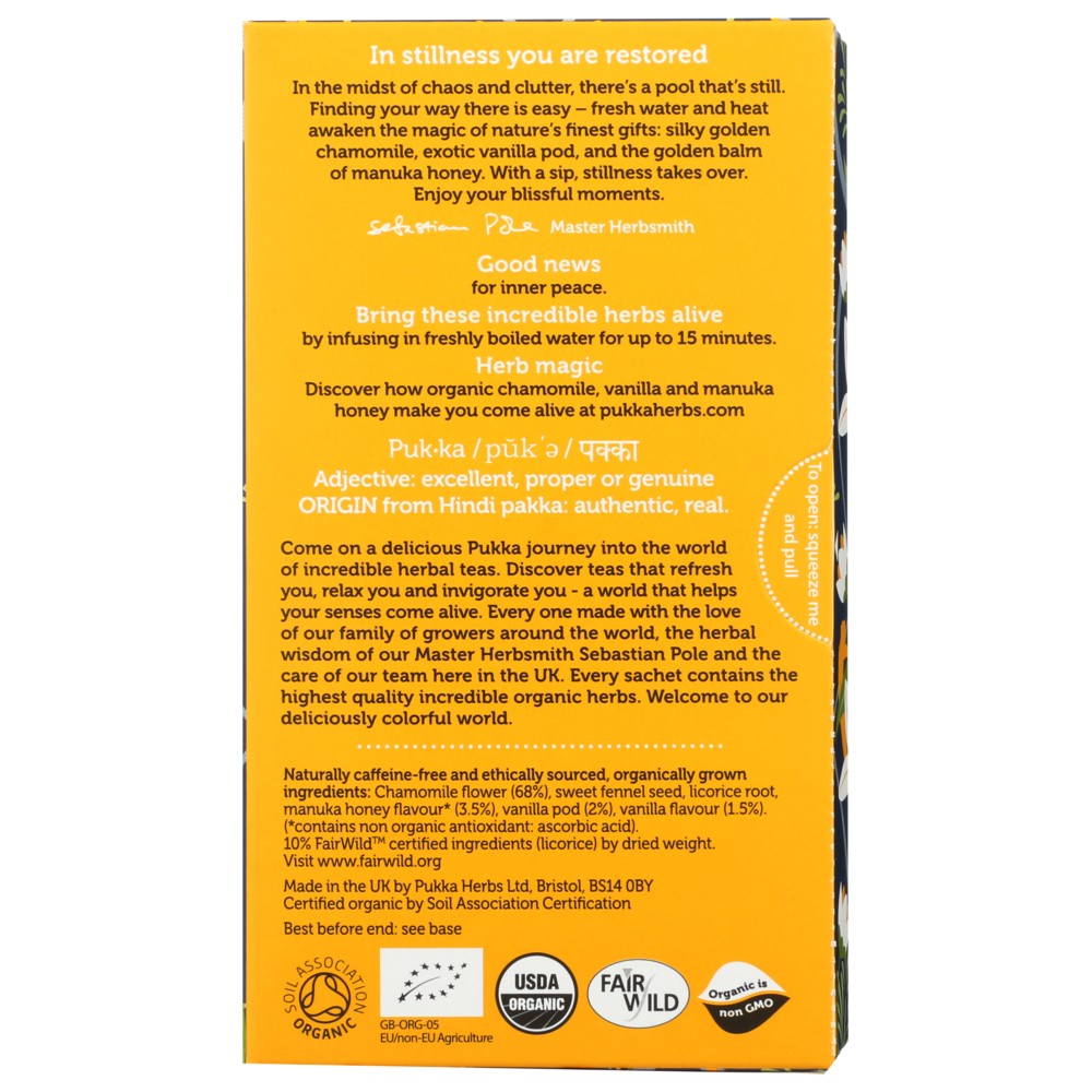Pukka Herbs Tea Herbl Chmomil Van Hny - 20 Bag, Case of 4