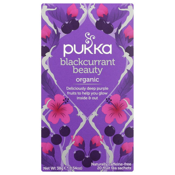 Pukka , Blackcurrant Beauty Organicanic Herbal Tea 1.34 Ounce,  Case of 6