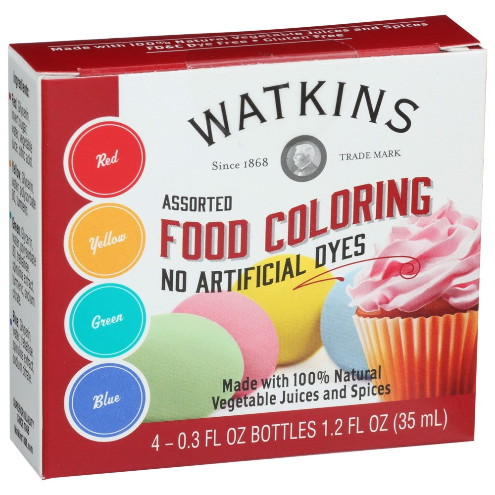 Watkins Food Coloring Assrtd 4pk - 1 Fluid Ounce, Case of 6