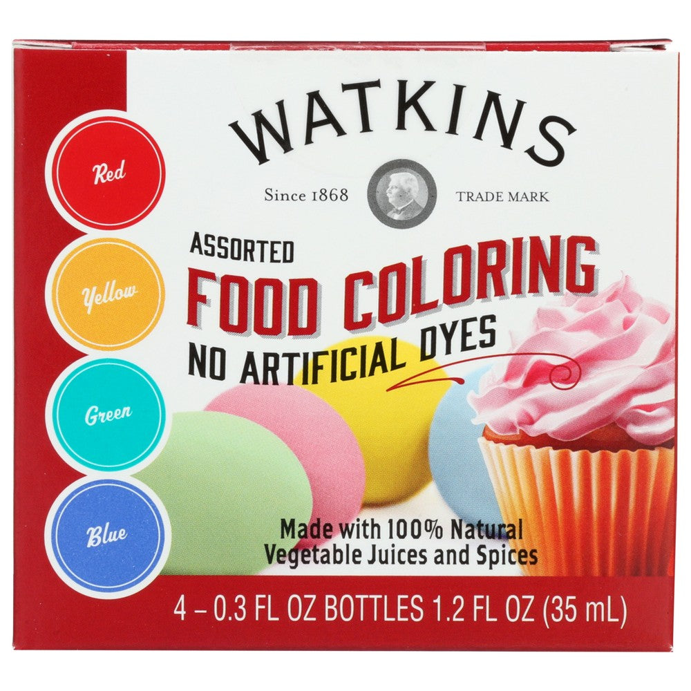 Watkins Food Coloring Assrtd 4pk - 1 Fluid Ounce, Case of 6