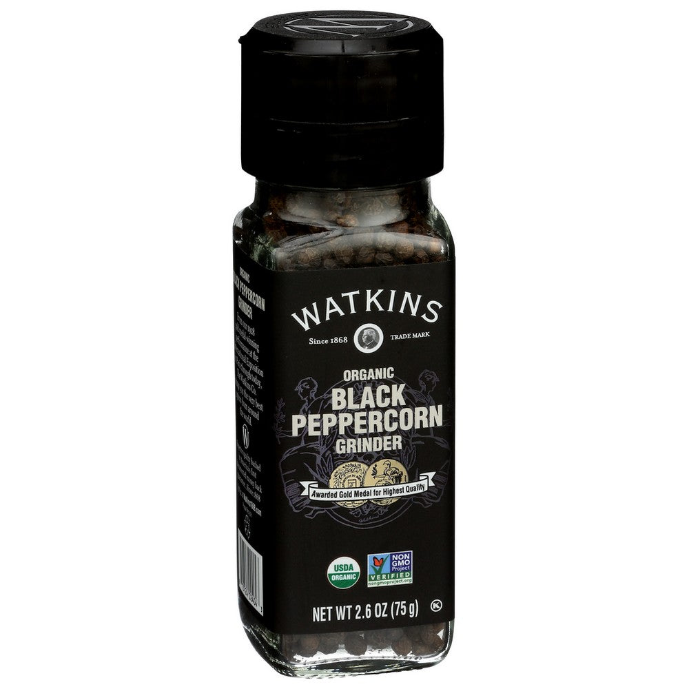 Watkins Peppercorn Blk Grindr Organic - 3 Ounce, Case of 3