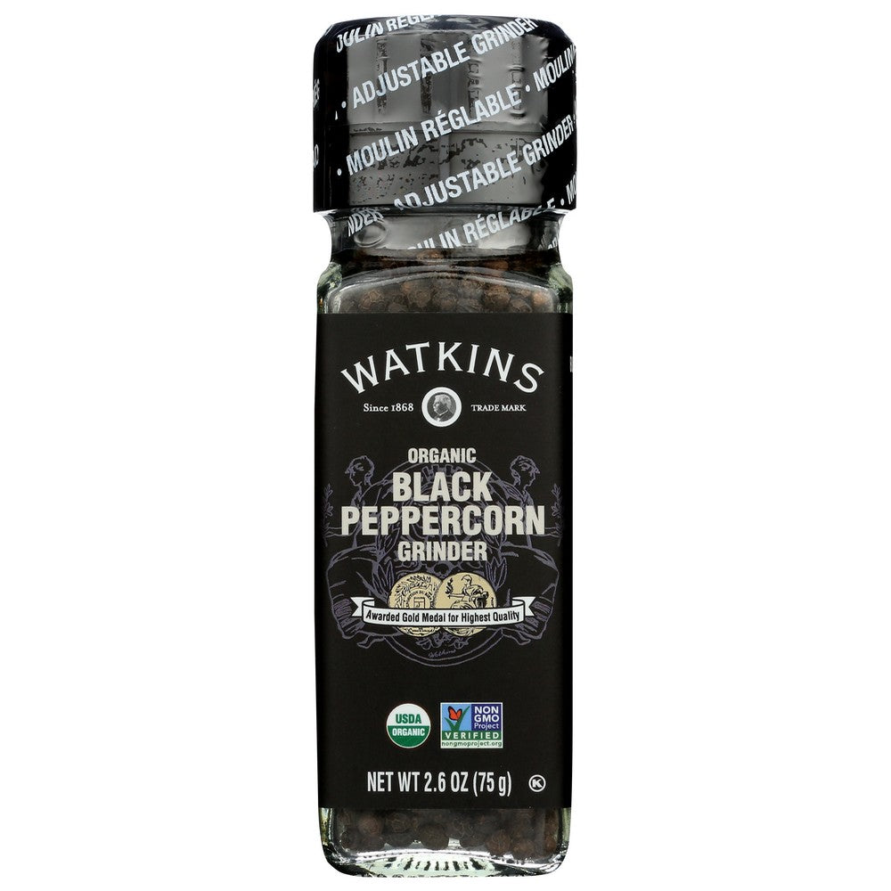 Watkins Peppercorn Blk Grindr Organic - 3 Ounce, Case of 3