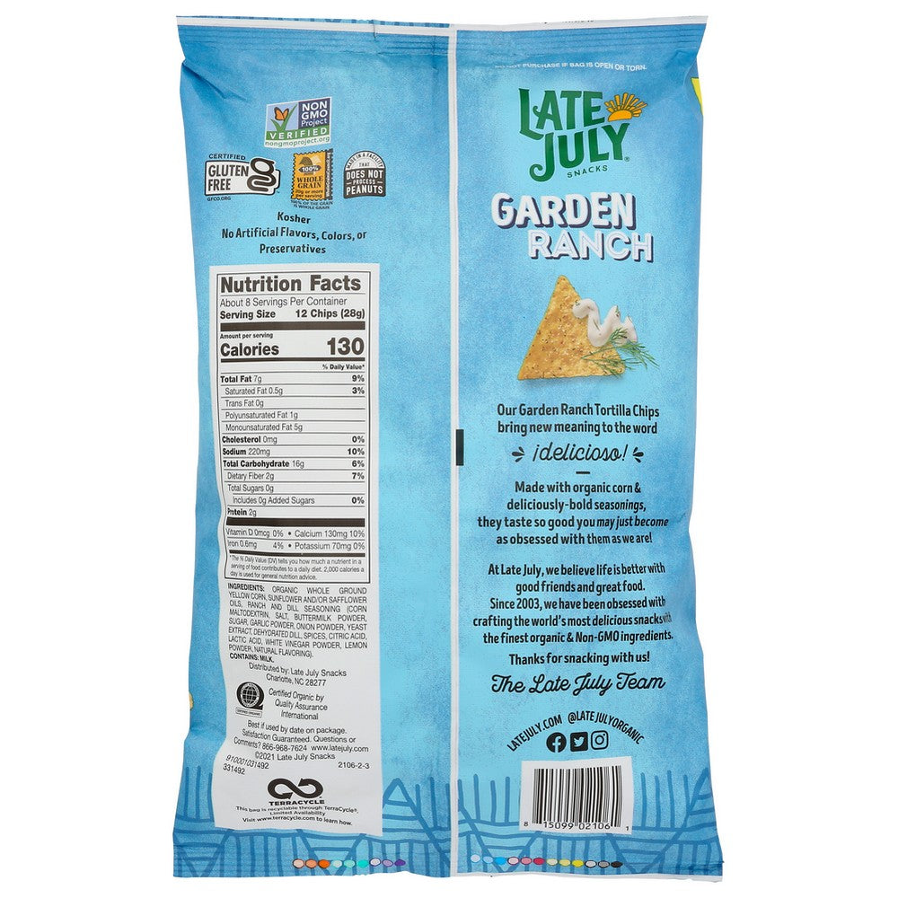 Late July Chip Garden Ranch - 8 Ounce, Case of 12