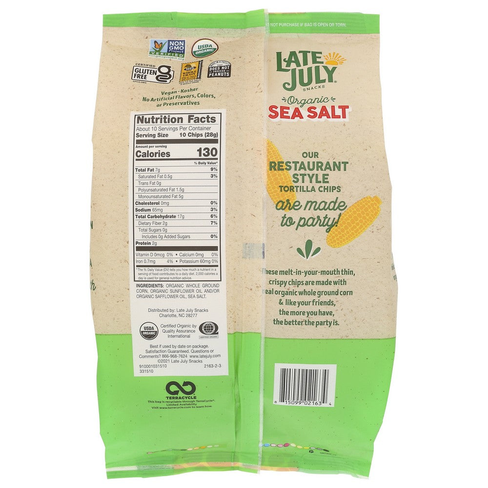 Late July Chip Tort Res Style Sea Salt - 10 Ounce, Case of 9