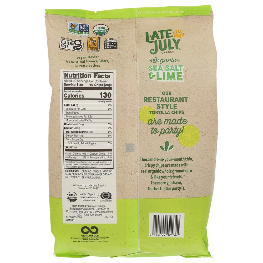 Late July Chip Tort Sslt Lime Rsty - 10 Ounce, Case of 9