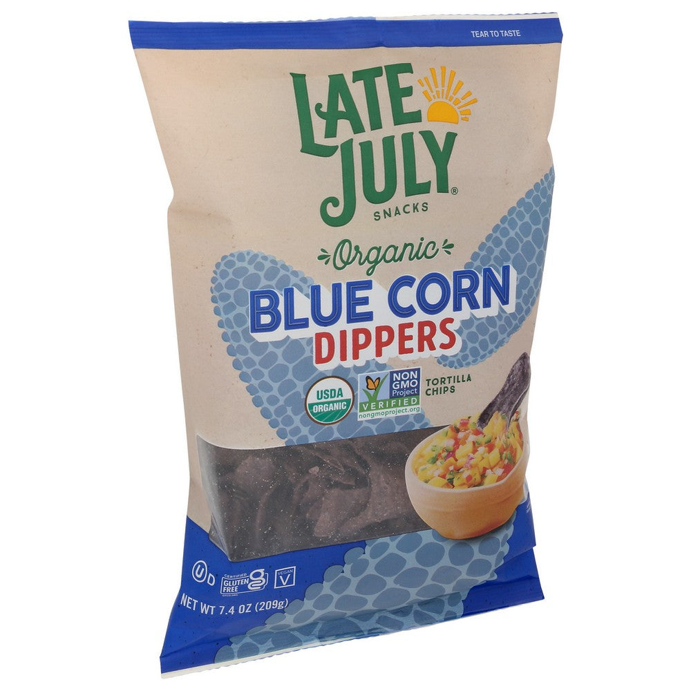 Late July Chip Tort Dippr Blue Corn - 7 Ounce, Case of 9
