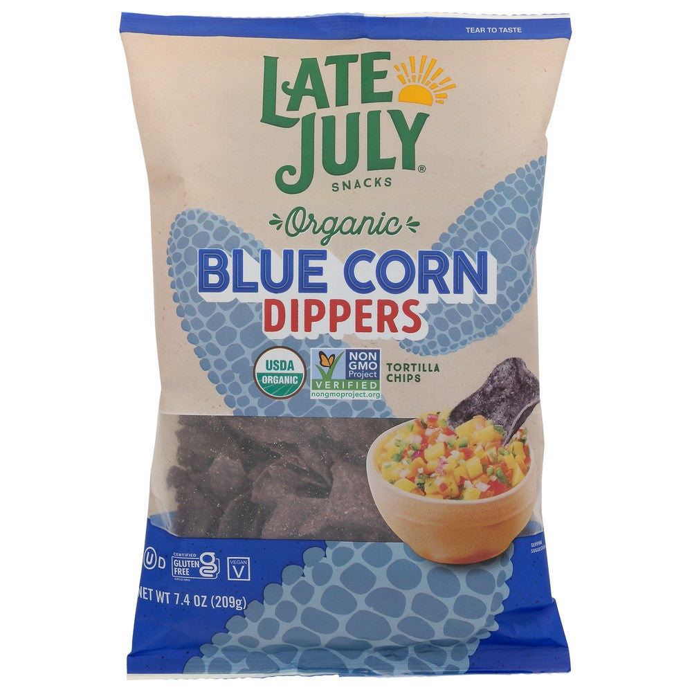 Late July Chip Tort Dippr Blue Corn - 7 Ounce, Case of 9