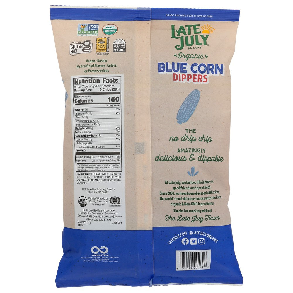 Late July Chip Tort Dippr Blue Corn - 7 Ounce, Case of 9