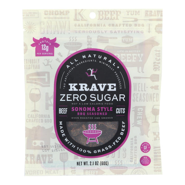 Krave - Beef Jerky Sugar Free Sonoma Bbq - Case of 8-2.1 Ounce