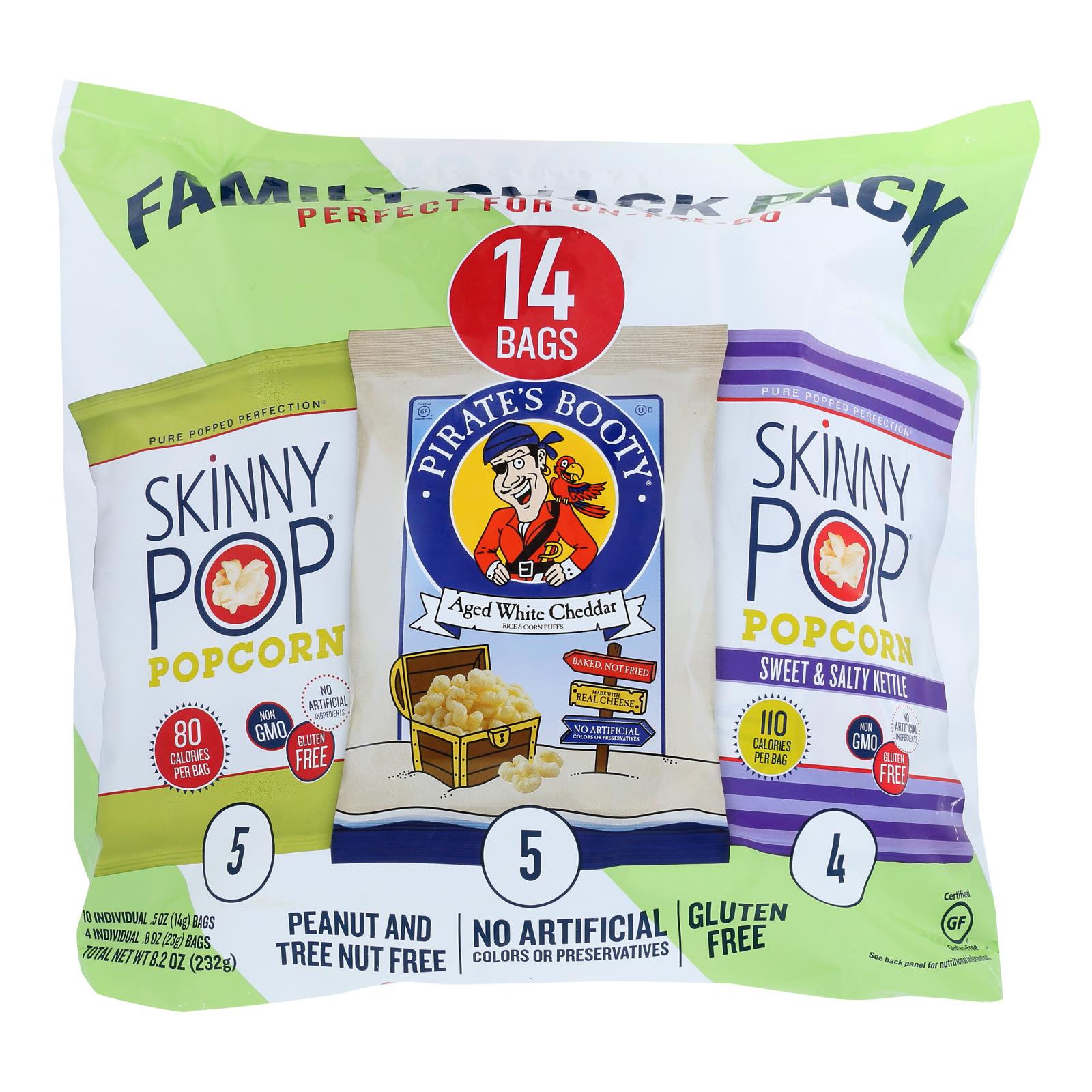 Skinny Pop-pirate Booty - Popcorn Fam Snk/pck 14 Var - Case of 3-8.2 Ounce