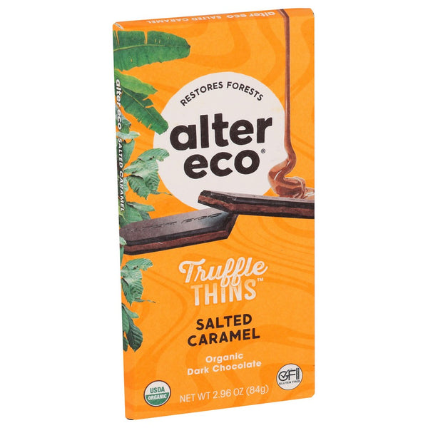 Alter Eco®, Organicanic Dark Chocolate Truffle Thins™ Salted Caramel Bar 2.96 Ounce, Case of 12