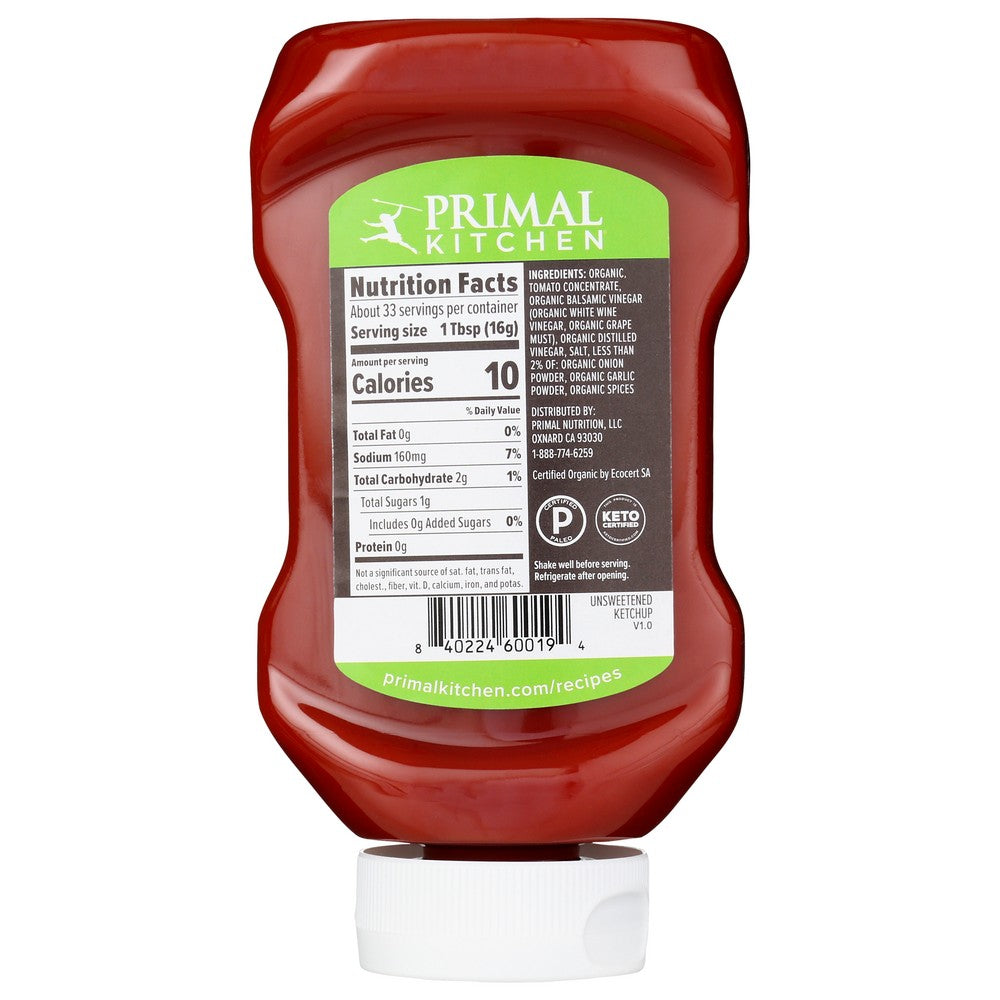 Primal Kitchen Ketchup Unsweet Organic Squeeze - 19 Ounce, Case of 6