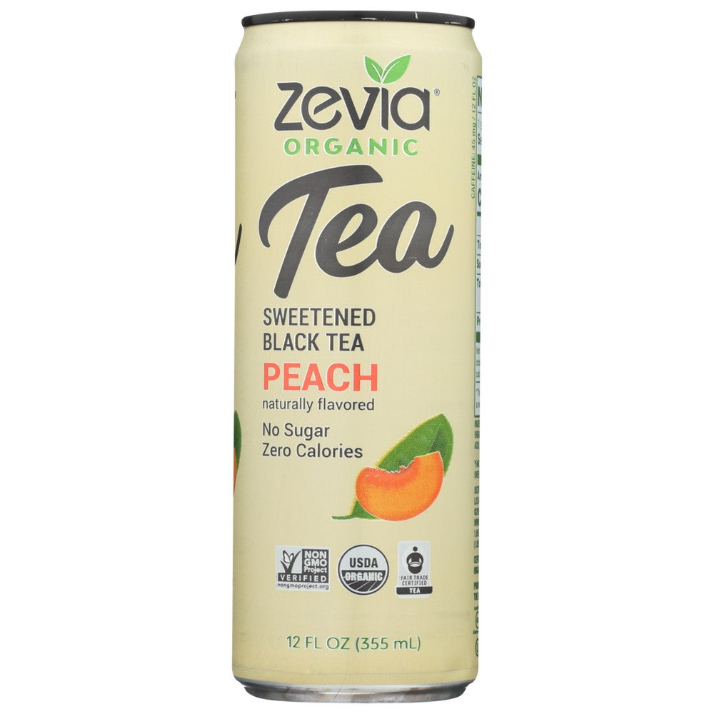 Zevia Tea Black Peach Organic - 12 Ounce, Case of 12