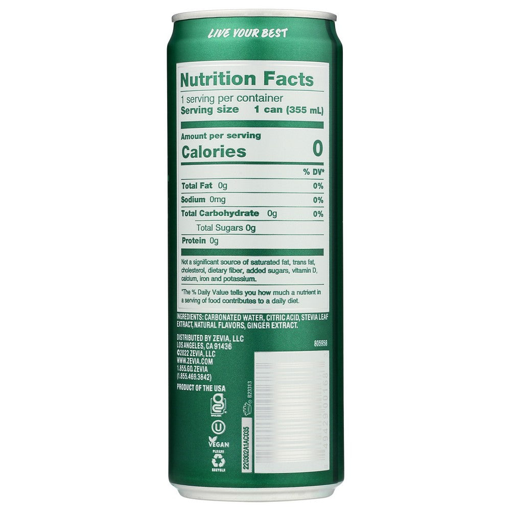 Zevia Soda Ginger - 12 Ounce, Case of 12