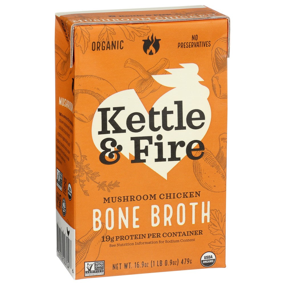 Kettle And Fire Broth Mshroom Chicken Organic - 17 Fluid Ounce, Case of 6