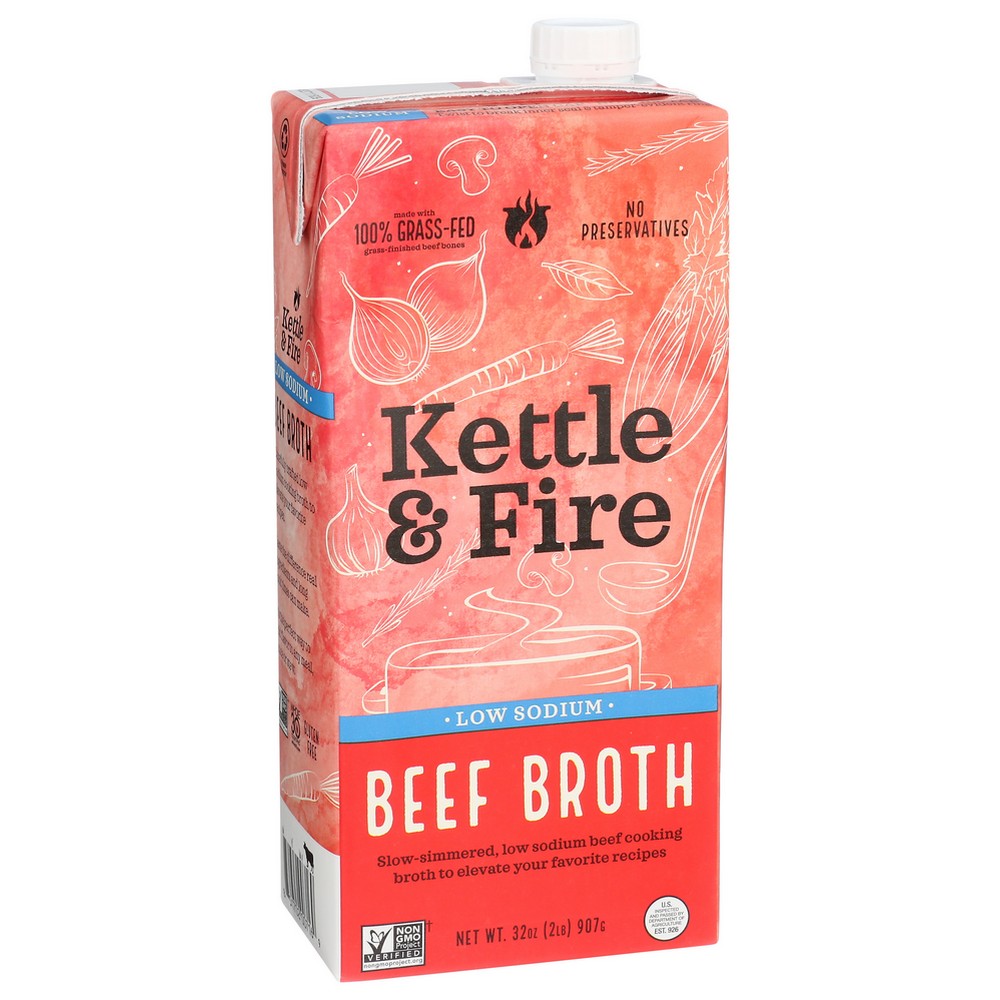 Kettle And Fire Broth Beef Cookng Ls - 32 Ounce, Case of 8