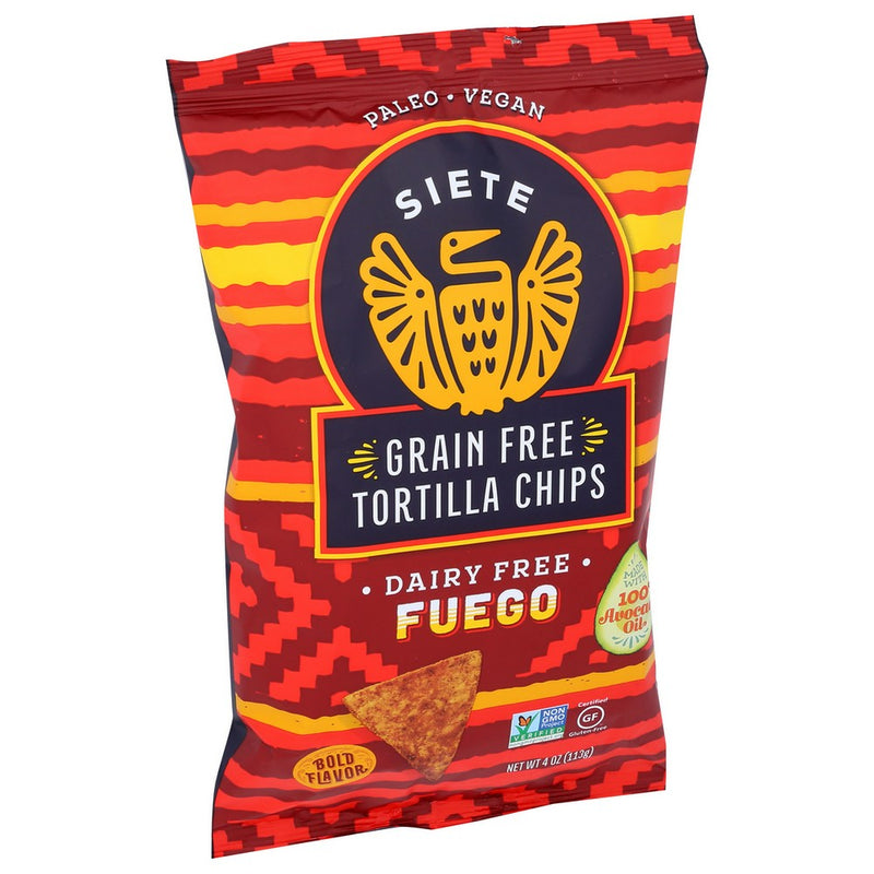 Siete Family Foods Fueg-4, Fuego Fuego Tortilla Chips 4 Ounce,  Case of 6