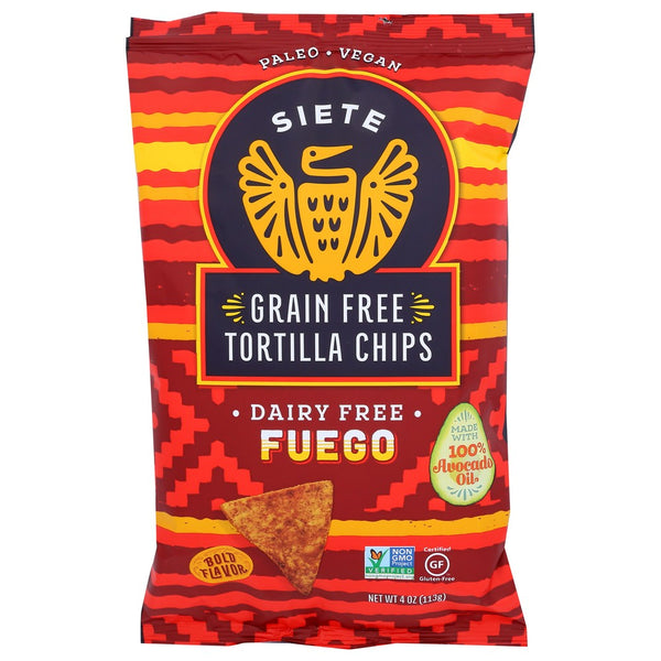 Siete Family Foods Fueg-4, Fuego Fuego Tortilla Chips 4 Ounce,  Case of 6