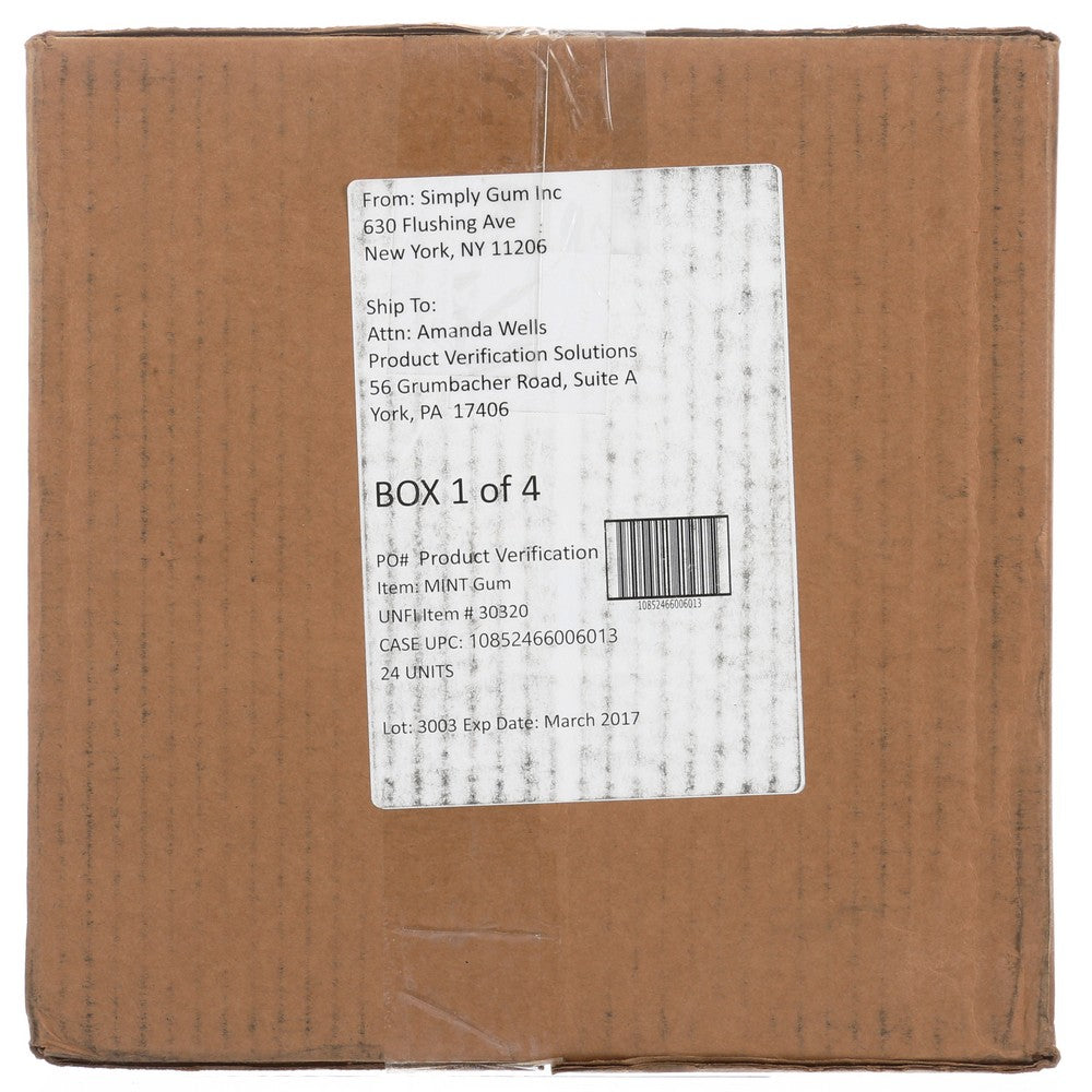 Simply Gum Peppermint Natural - 15 Piece, Case of 12
