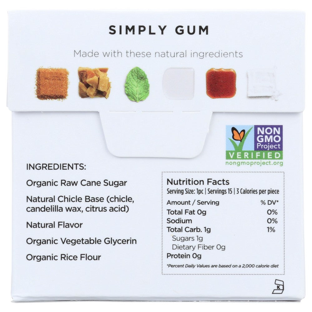 Simply Gum Peppermint Natural - 15 Piece, Case of 12