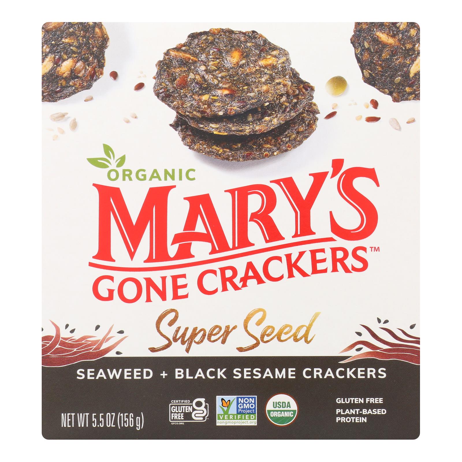 Mary's Gone Crackers Super Seed - Seaweed and Black Seaseem - Case of 6 - 5.5 Ounce.