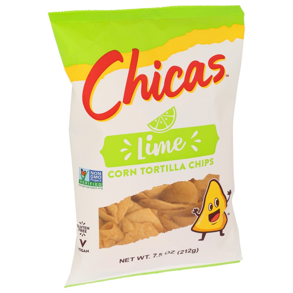 Chicas Chips Tortilla Lime Sslt - 8 Ounce, Case of 9